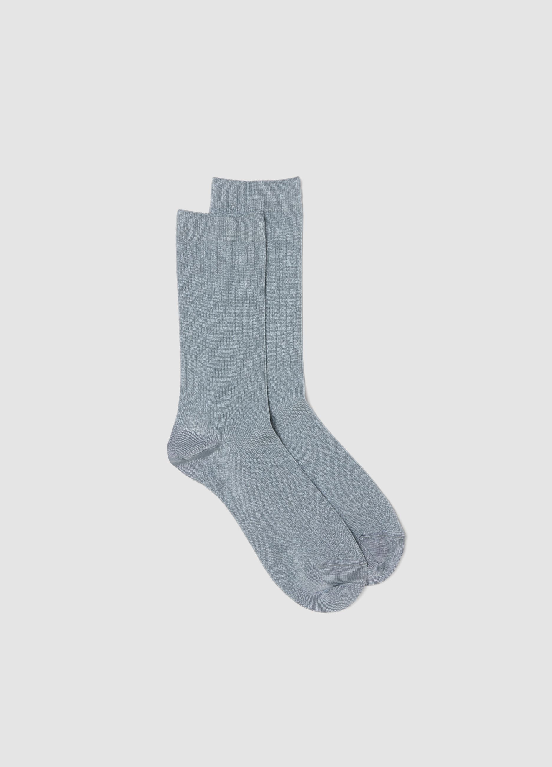Calzini lunghi azzurri in viscosa elasticizzato