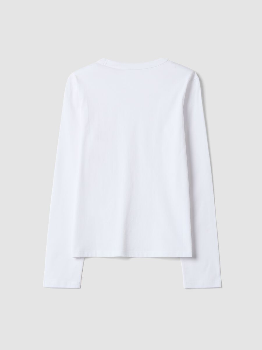 White long-sleeve pure cotton jersey T-shirt, regular fit_2