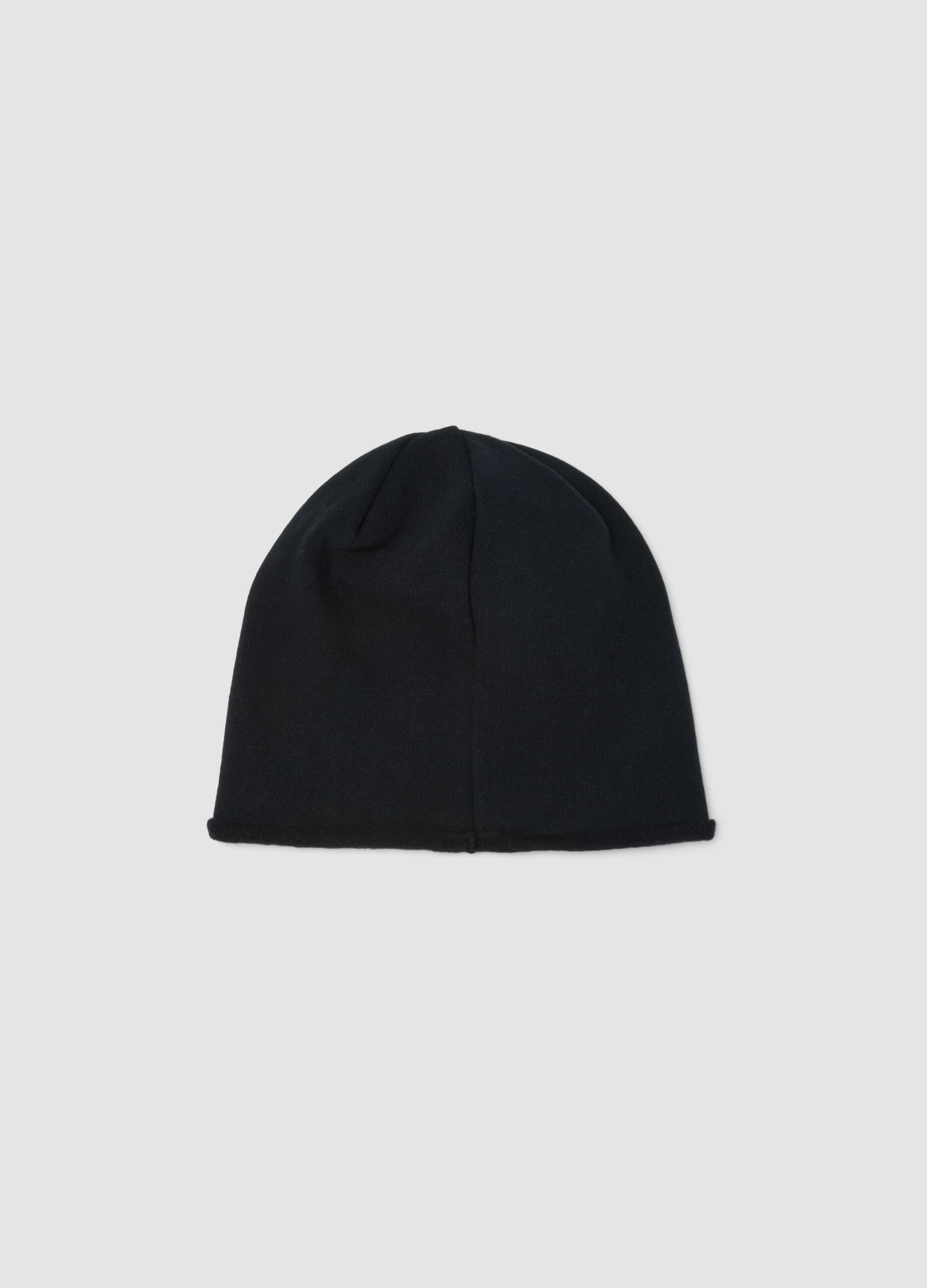 Black stretch cotton jersey knit hat for boys