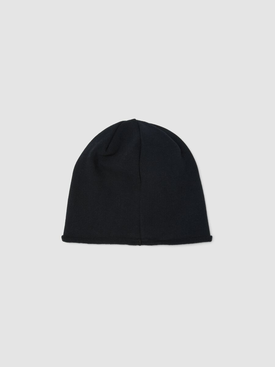 Black stretch cotton jersey knit hat for boys_1