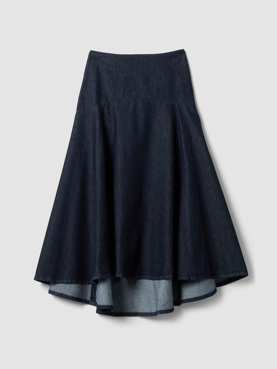 Pure cotton denim midi skirt_4