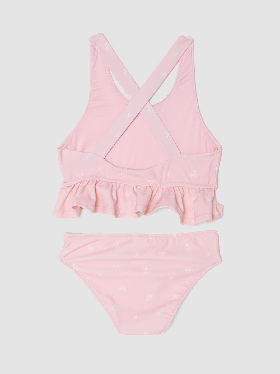 Pink stretch bikini with frills_1