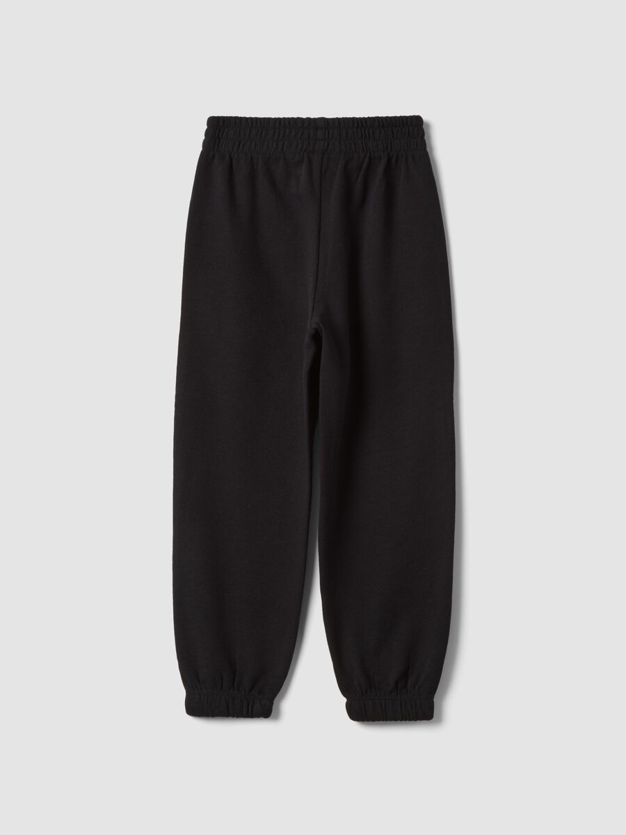 Girls&rsquo; black pure cotton joggers, regular fit_1