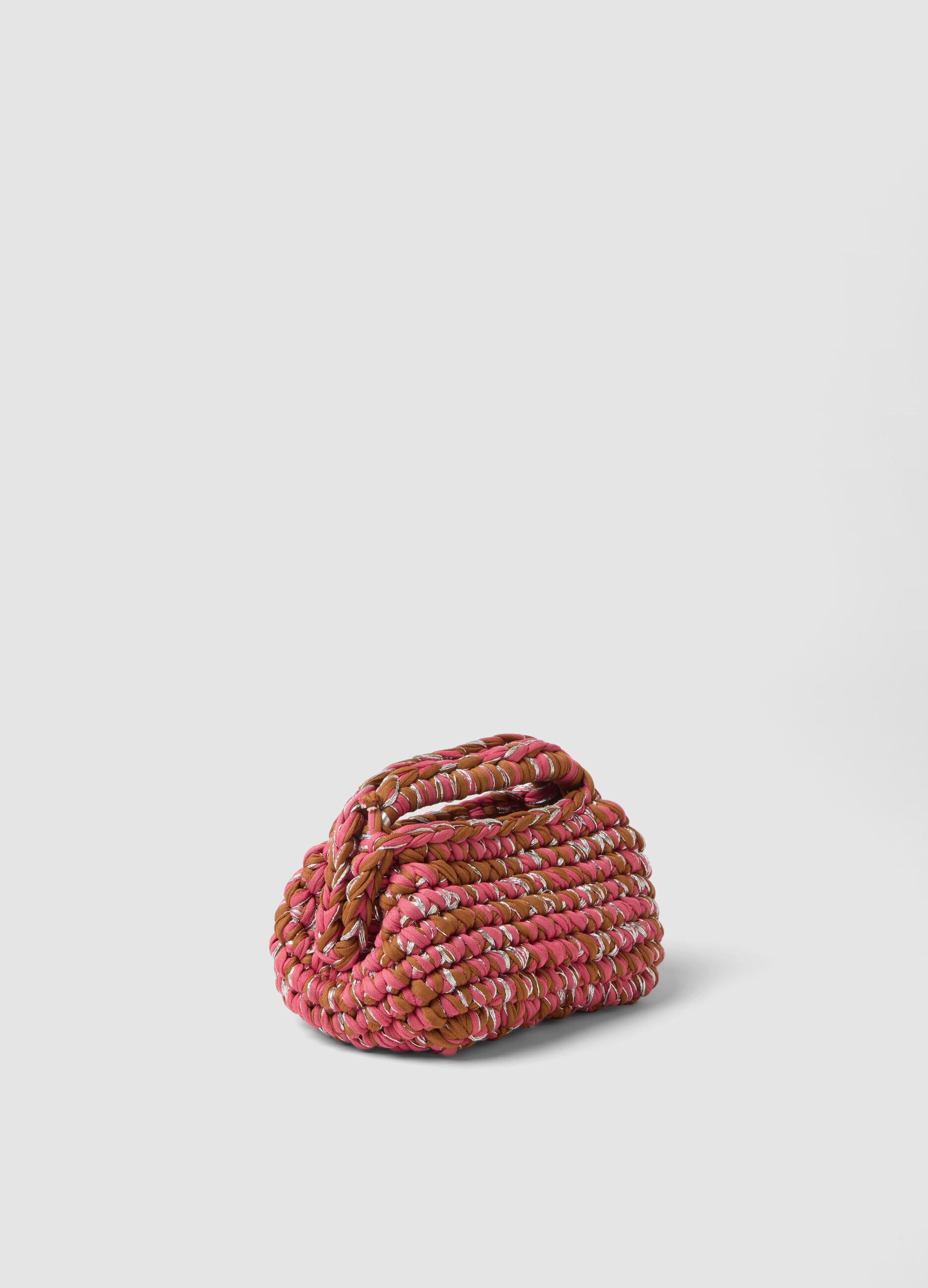 Multicolour woven cotton-blend pouch