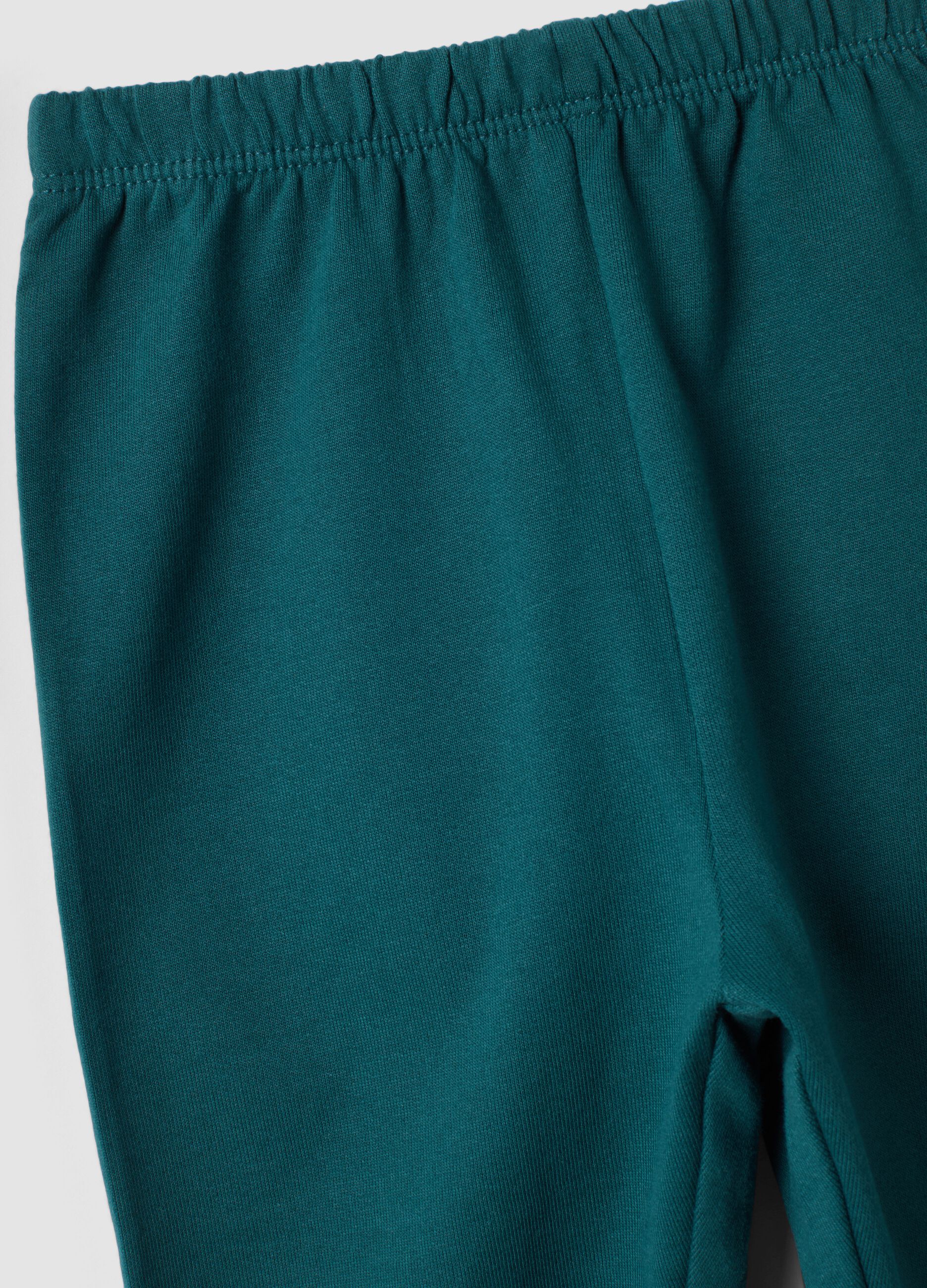 Green pure organic cotton crew-neck pyjamas