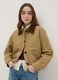 Regular fit beige pure cotton jacket with contrast collar_0