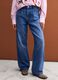 High-waisted wide-leg blue jeans in pure cotton_1