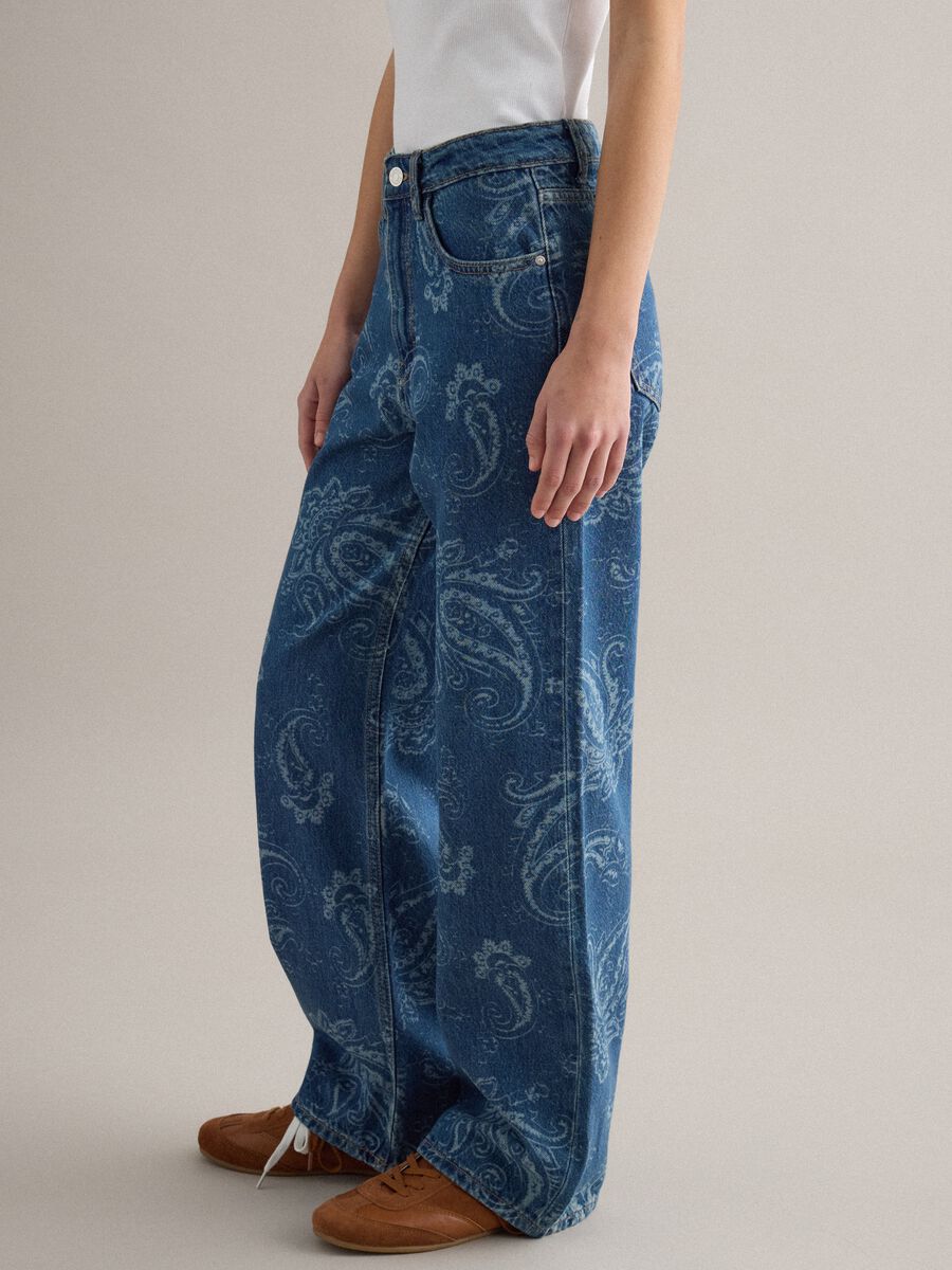 Pantaloni baggy blu in puro cotone_3