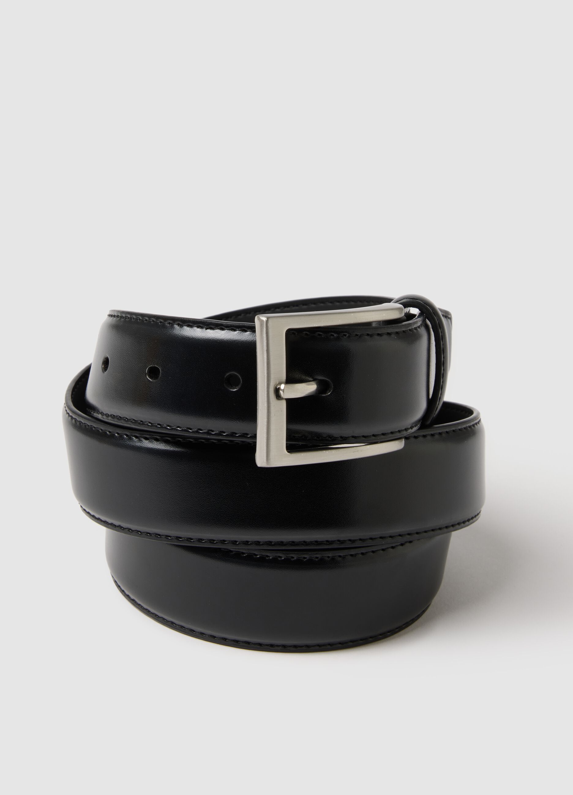 Black genuine leather belt