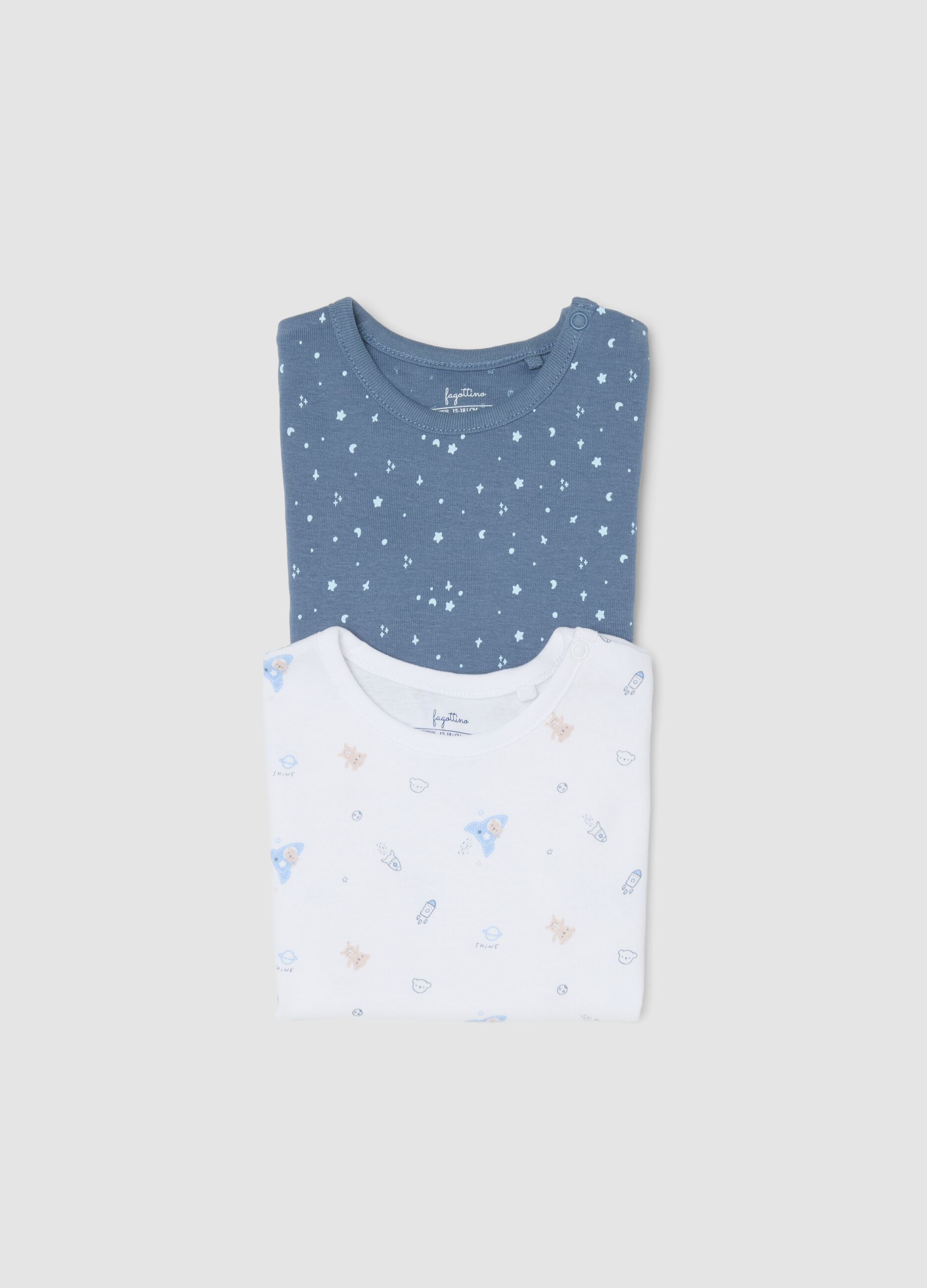 2-pack of light blue organic cotton short-sleeve bodysuits