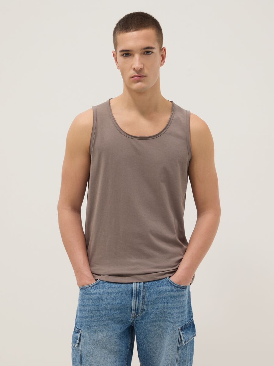 Grey pure cotton vest top_1