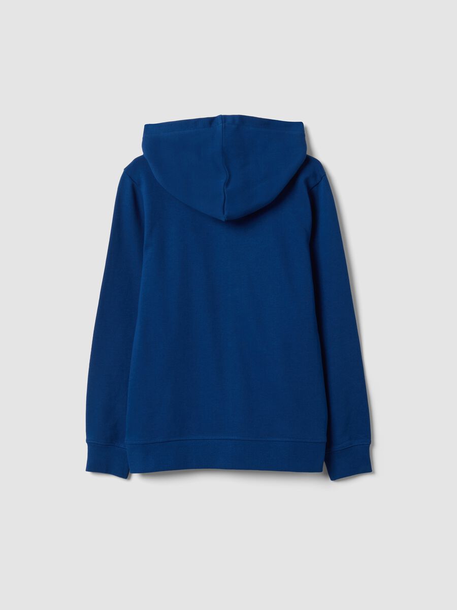 Felpa blu con cappuccio in puro cotone organico regular fit per ragazzo_1