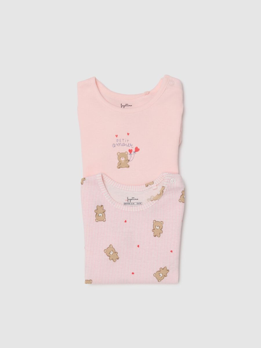 Bipack body in puro cotone rosa da neonata con stampe di orsetti_3