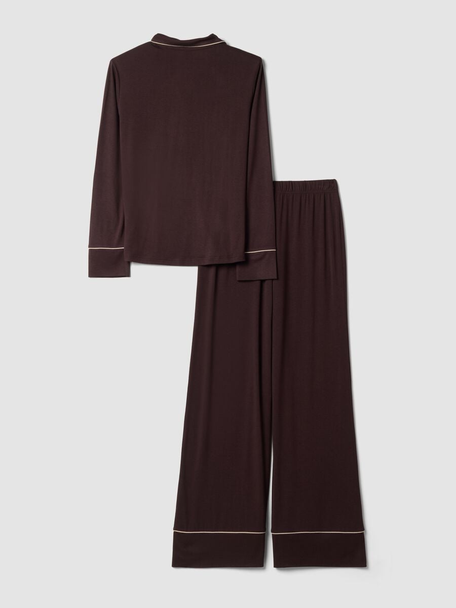 Brown stretch viscose pyjamas with V-neck_6