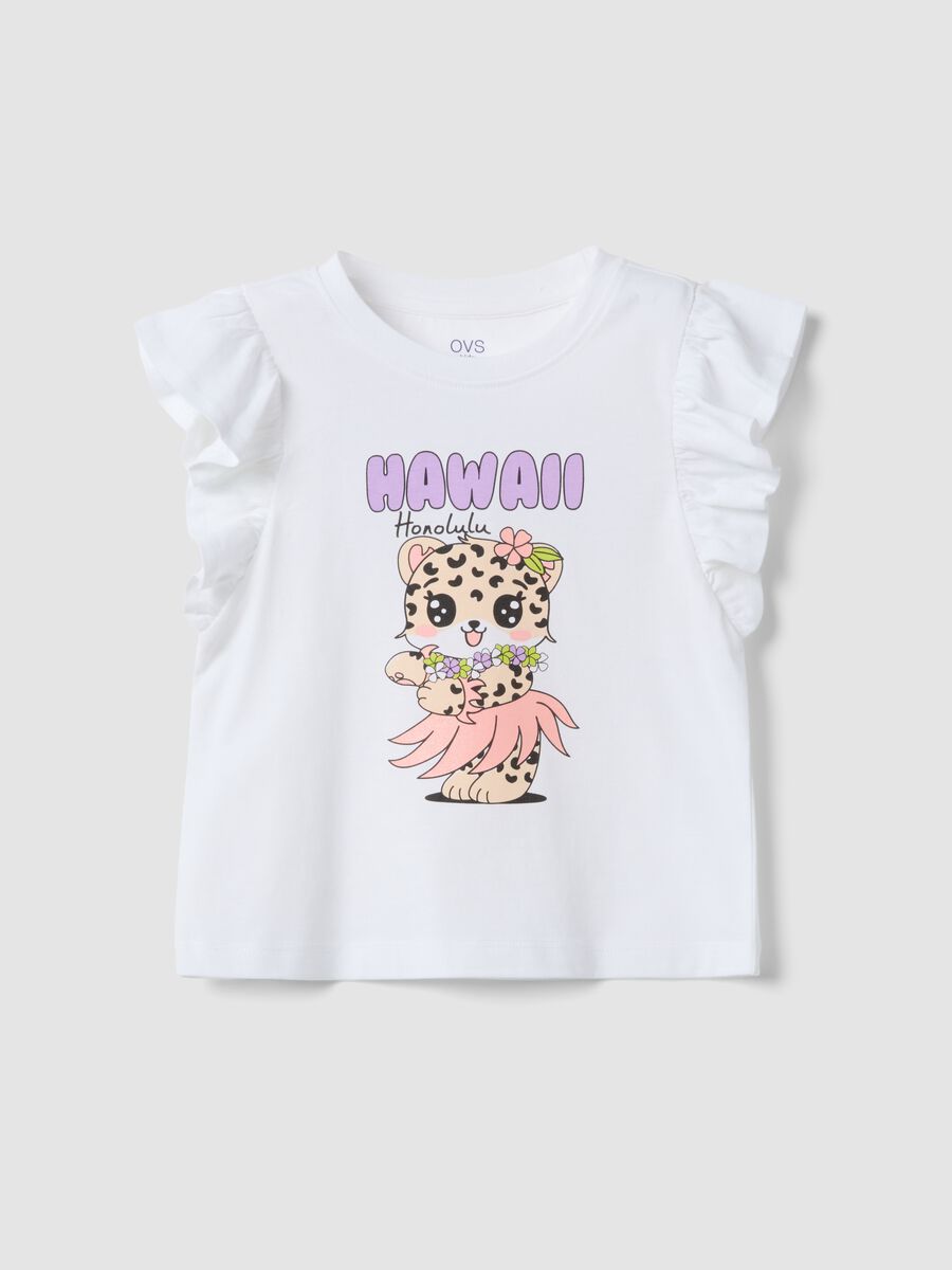 White organic cotton tank top with ruffle sleeves_0