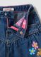Blue pure cotton denim skirt with floral embroidery for girls_2