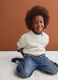 White pure cotton cable-knit oversized jumper for boys_0