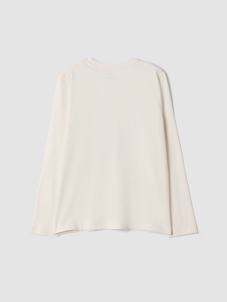 T-shirt bianca in puro cotone organico con stampa college_2