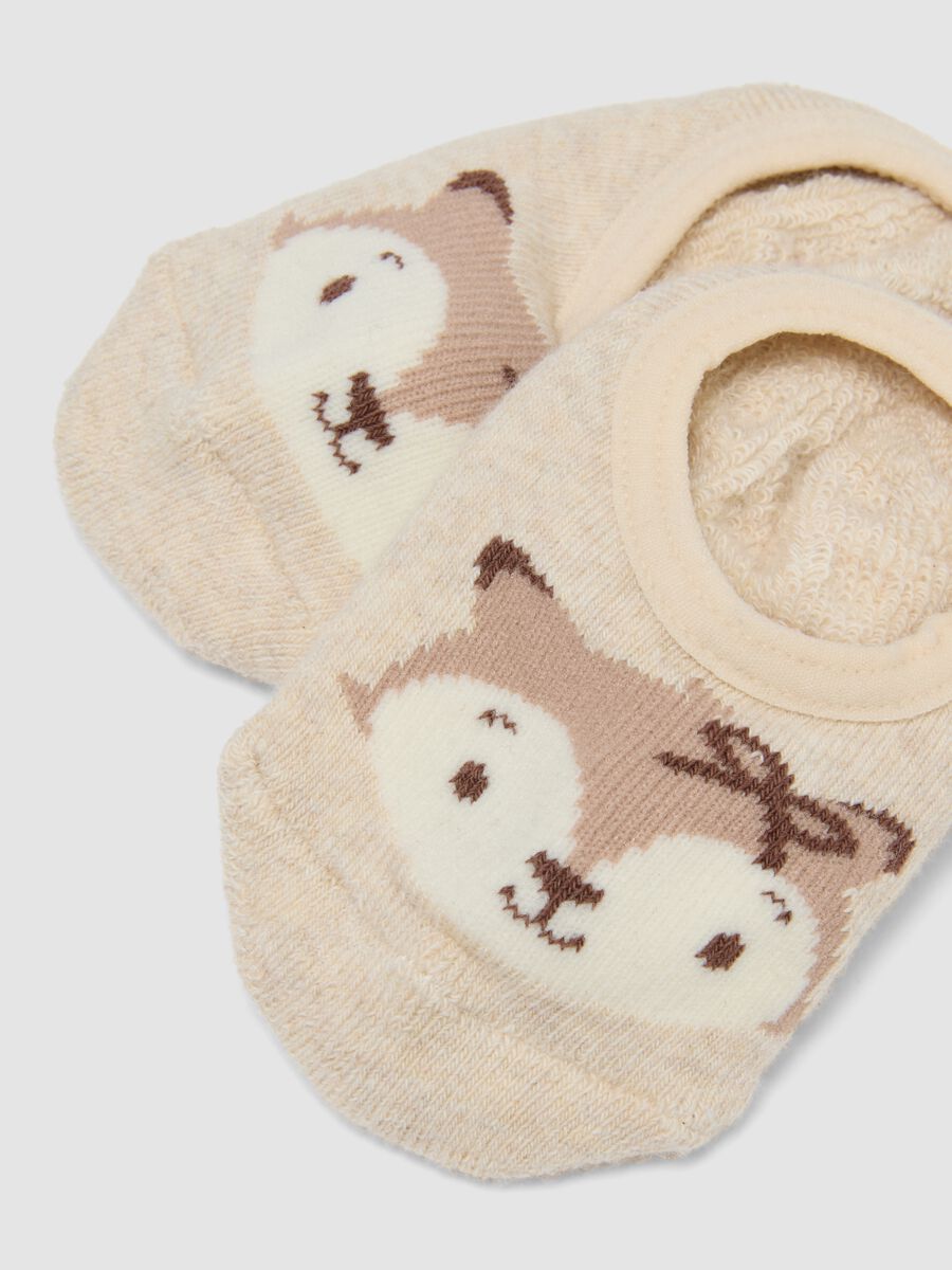 Beige non-slip socks in stretchy organic cotton for baby girls_2