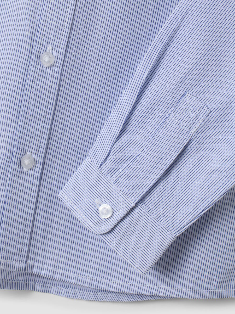 White striped pure cotton shirt with chest pocket for boys_3