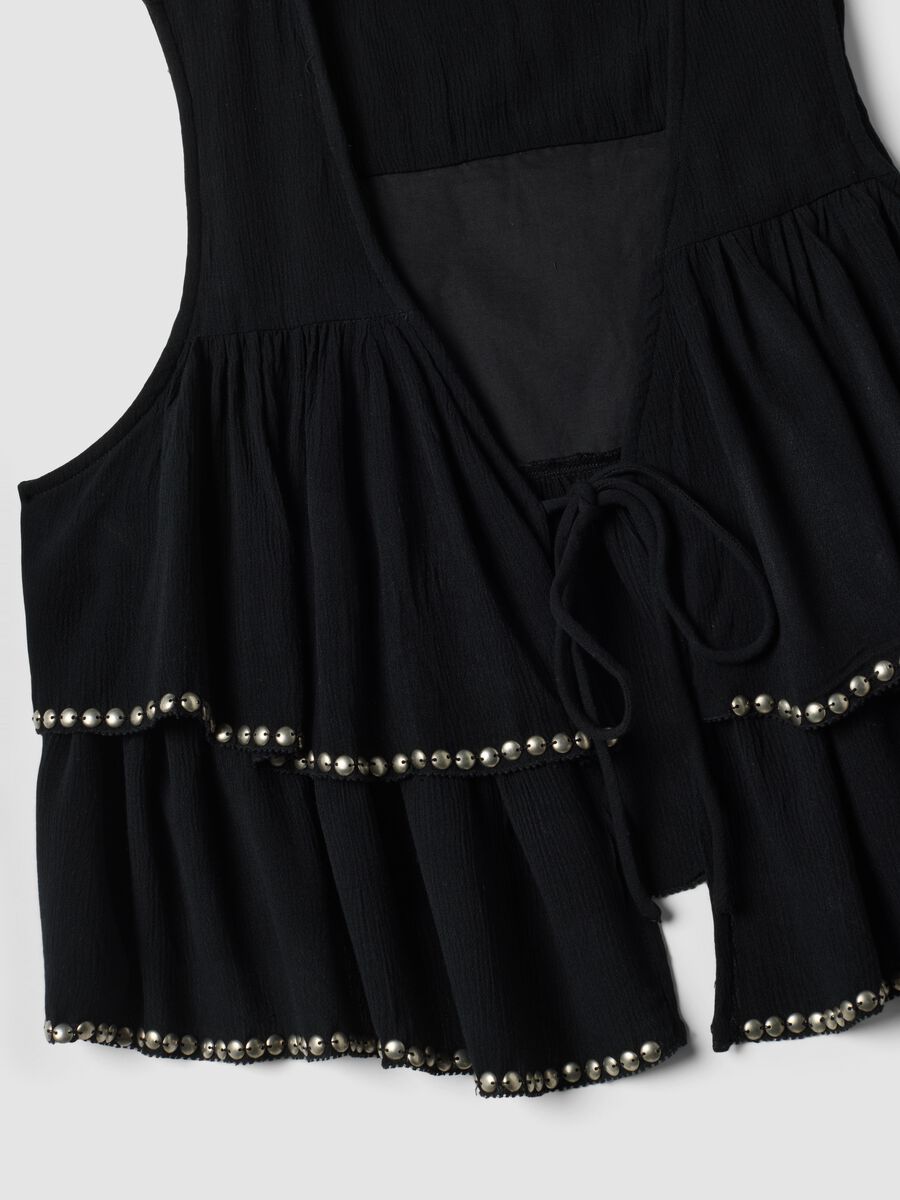 Black pure viscose gilet with ruffles_5