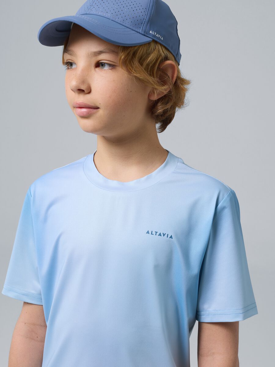 ALTAVIA COURT blue sports T-shirt in stretch technical fabric with tie-dye effect for boys_1