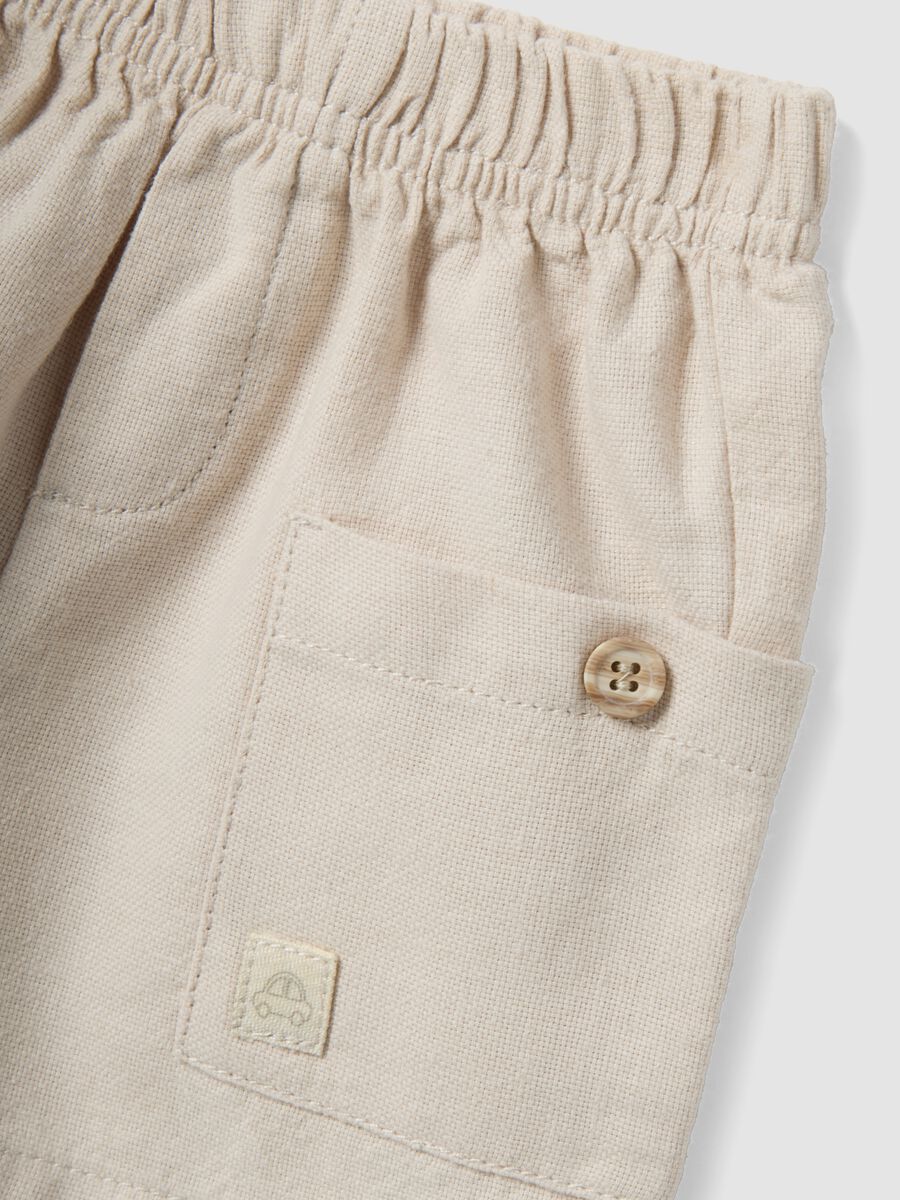 Set beige in misto cotone e lino per neonati_3
