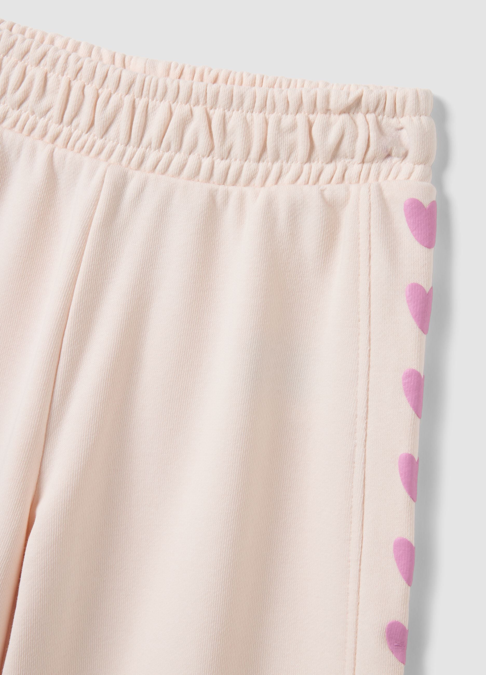 Pink cotton-blend jogger set with Lilo & Stitch prints for girls