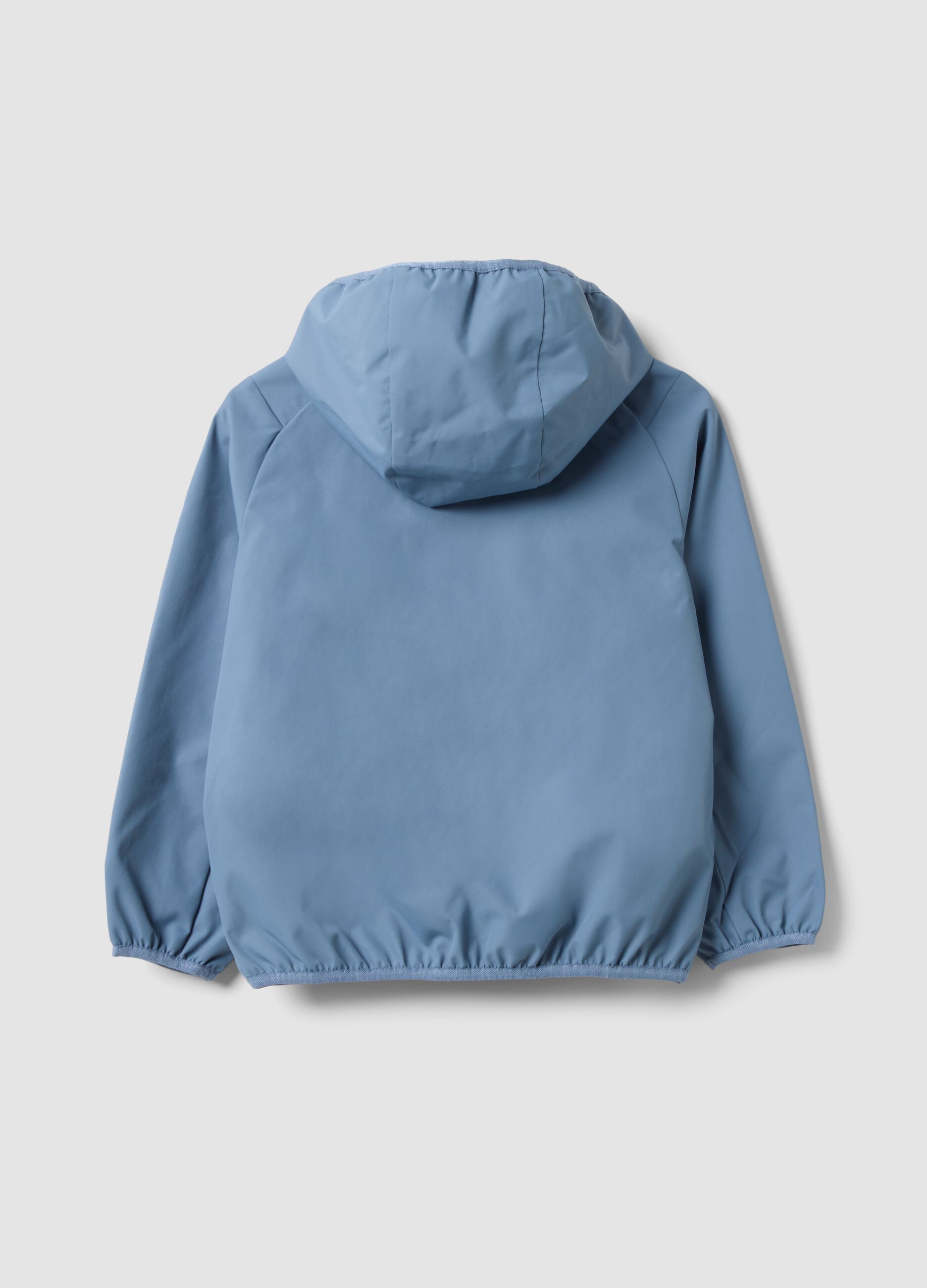 Light blue oversized hooded zip-up jacket for boys