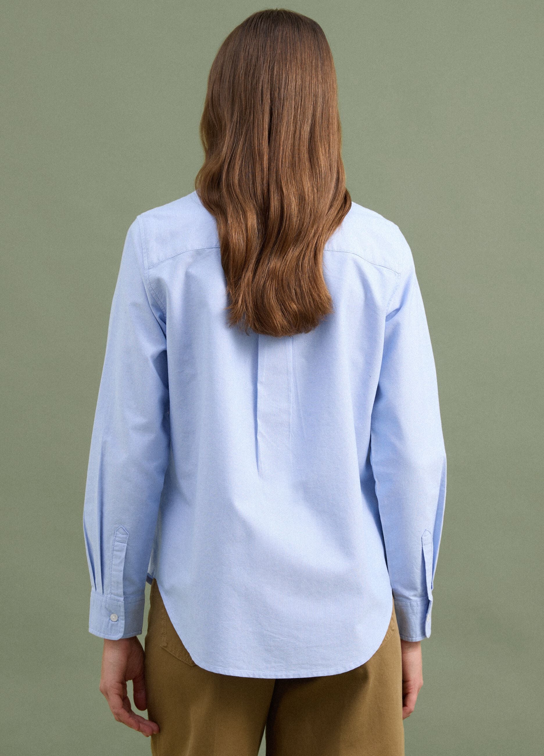 Light blue pure cotton Oxford shirt, comfort fit
