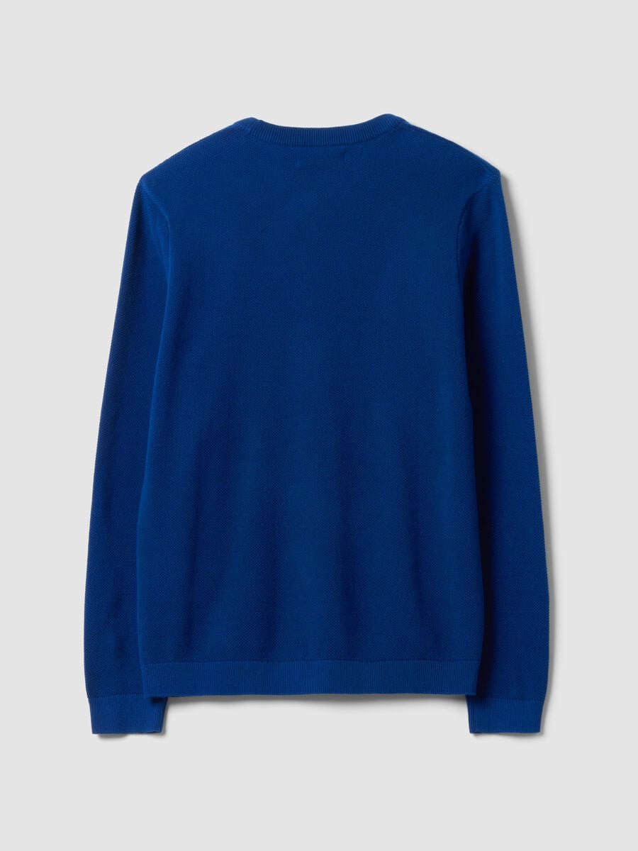 Blue pure cotton crew-neck jumper, regular fit_6
