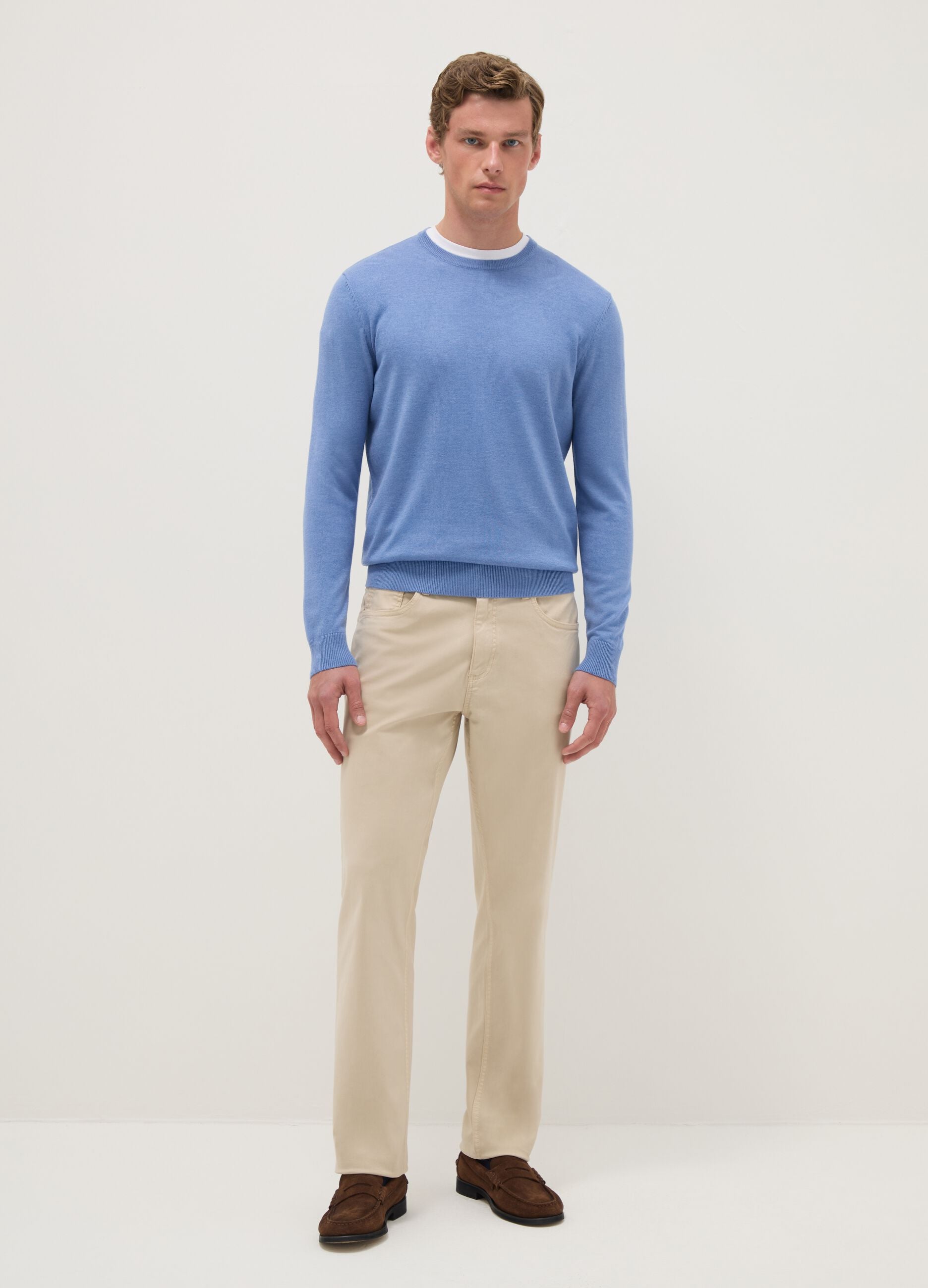 Azure crew neck pullover in regular fit cotton blend