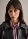 Shiny black regular fit jacket with collar and buttons_1