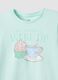 Green organic cotton pyjamas with crew neck and print for girls_2
