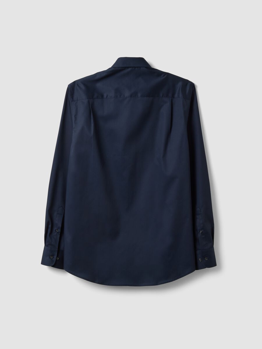 Blue pure cotton shirt with classic collar, regular fit, non-iron_5