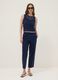 Blue stretch cotton trousers with elasticated waist_0