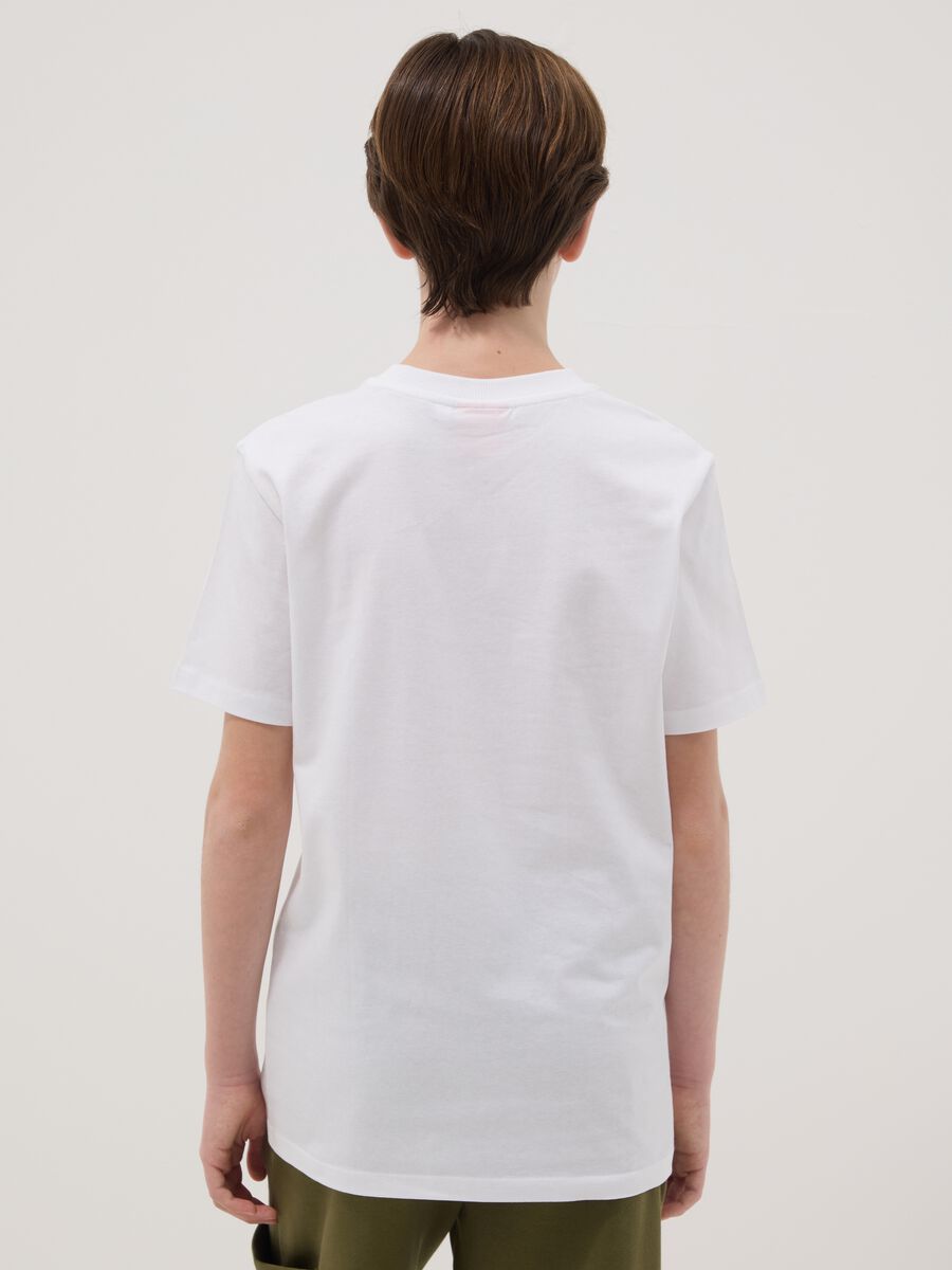 T-shirt in puro cotone bianca da ragazzo regular fit con stampe_1