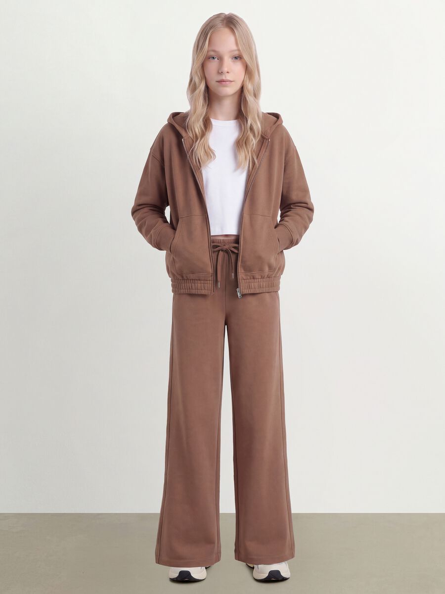 Pantaloni marroni culotte in puro cotone organico per ragazza_0