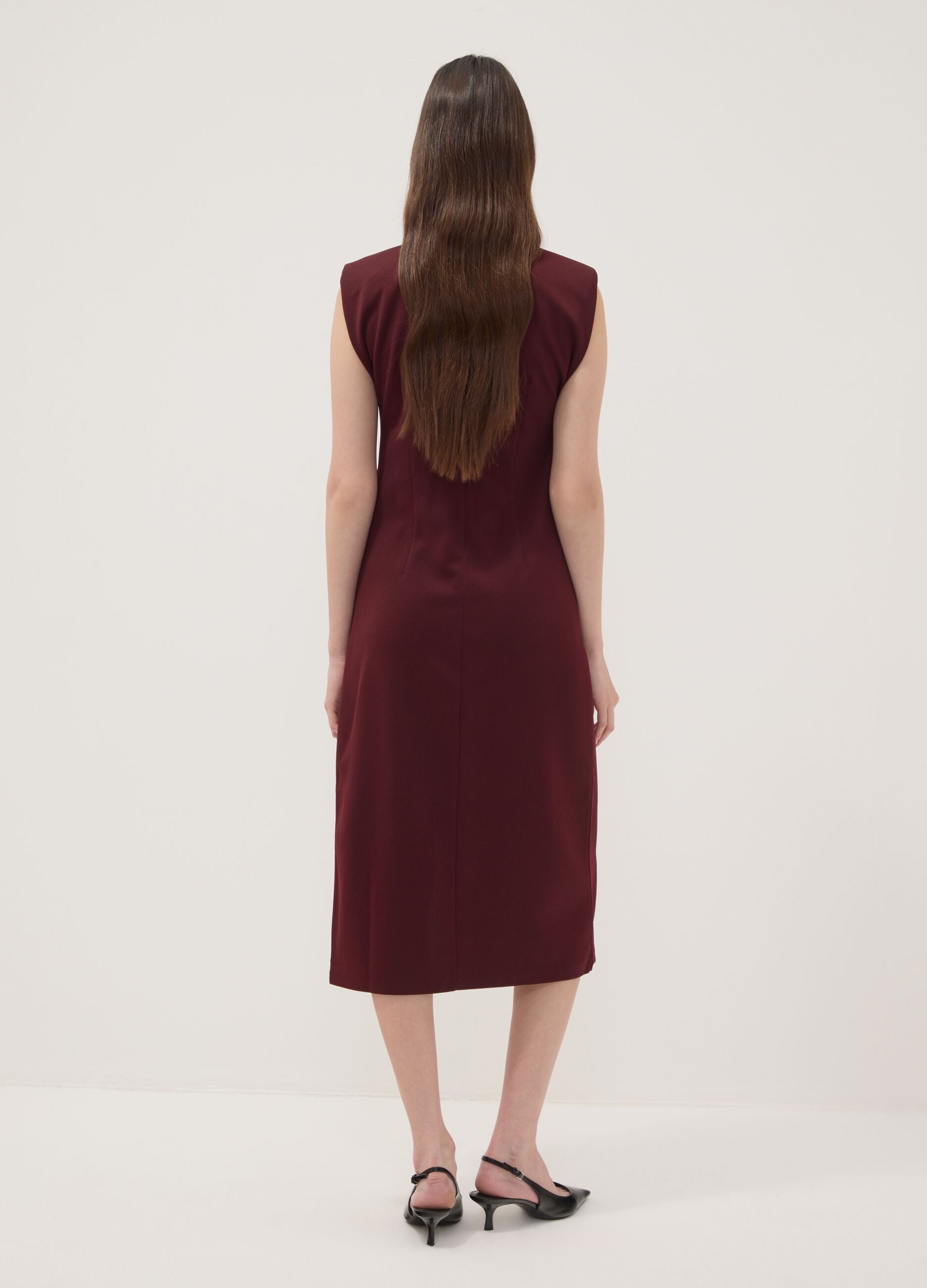 Red midi dress in stretch fabric, slim fit