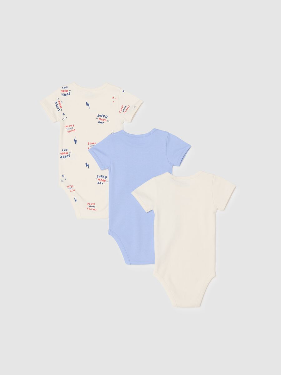 Tripack body a maniche corte multicolor da neonato in puro cotone_1