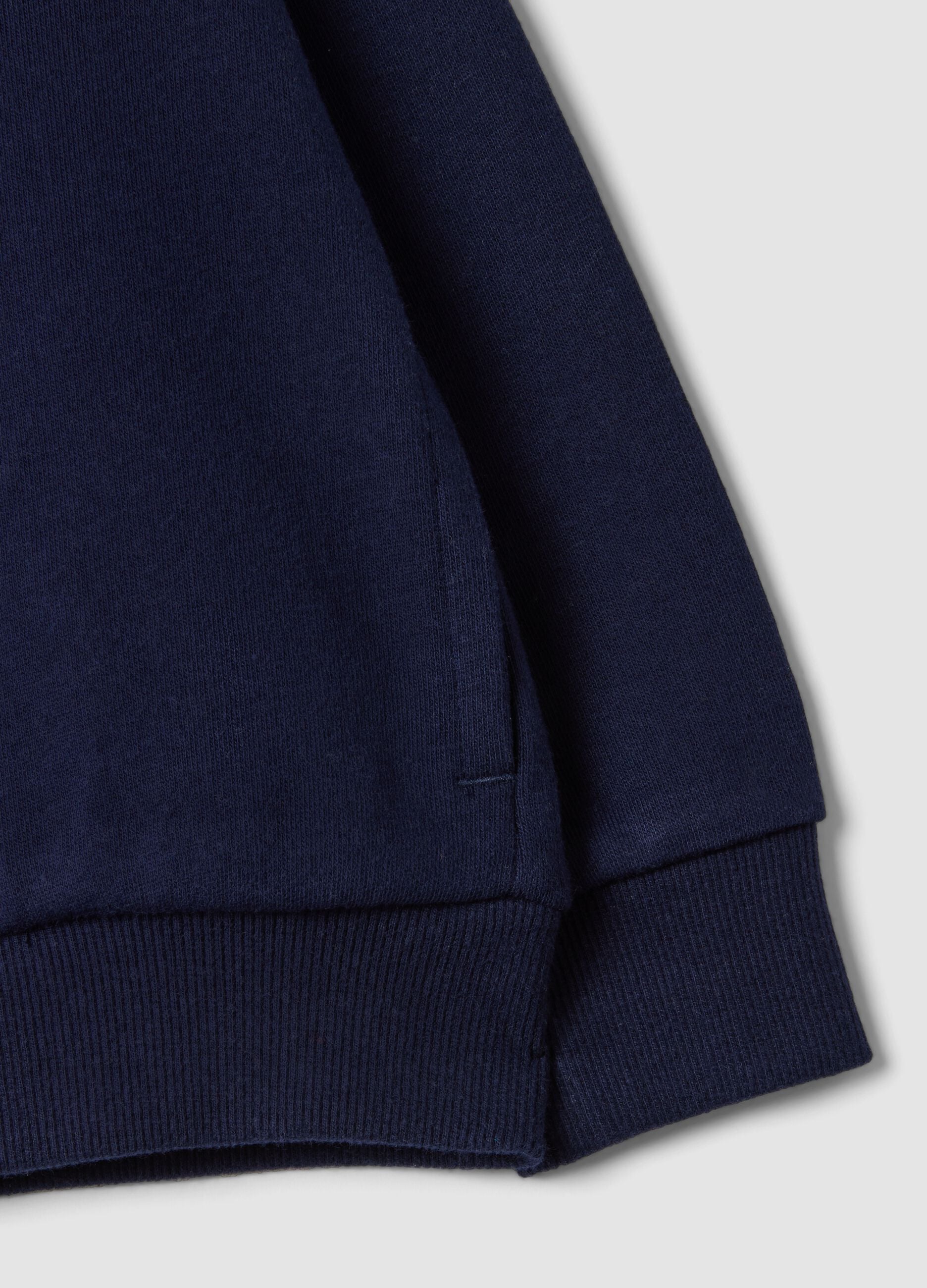 Blue hooded sweatshirt in pure organic cotton with star, regular fit for baby girl