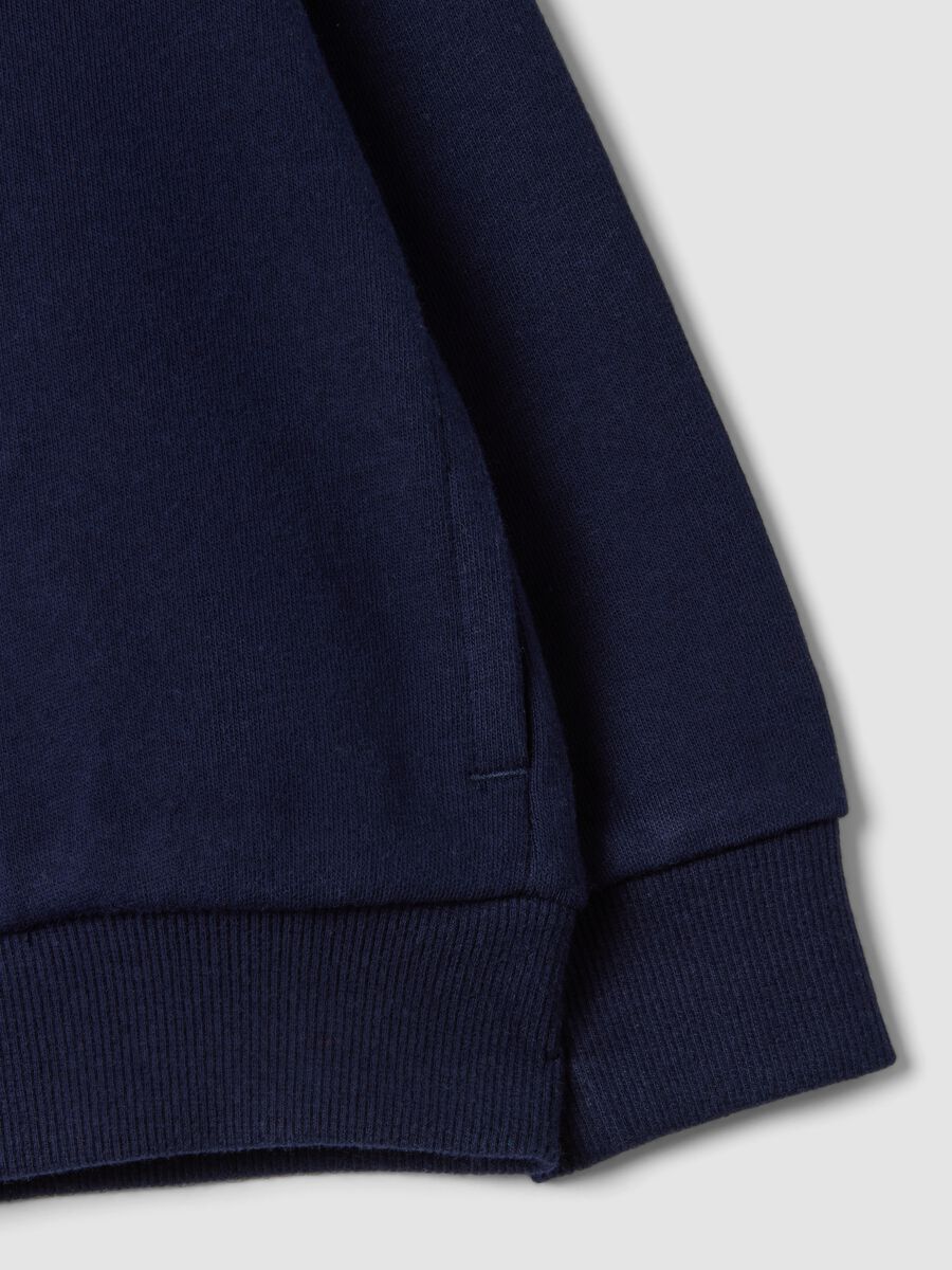 Felpa blu con cappuccio in puro cotone organico con stella regular fit per bimba_2
