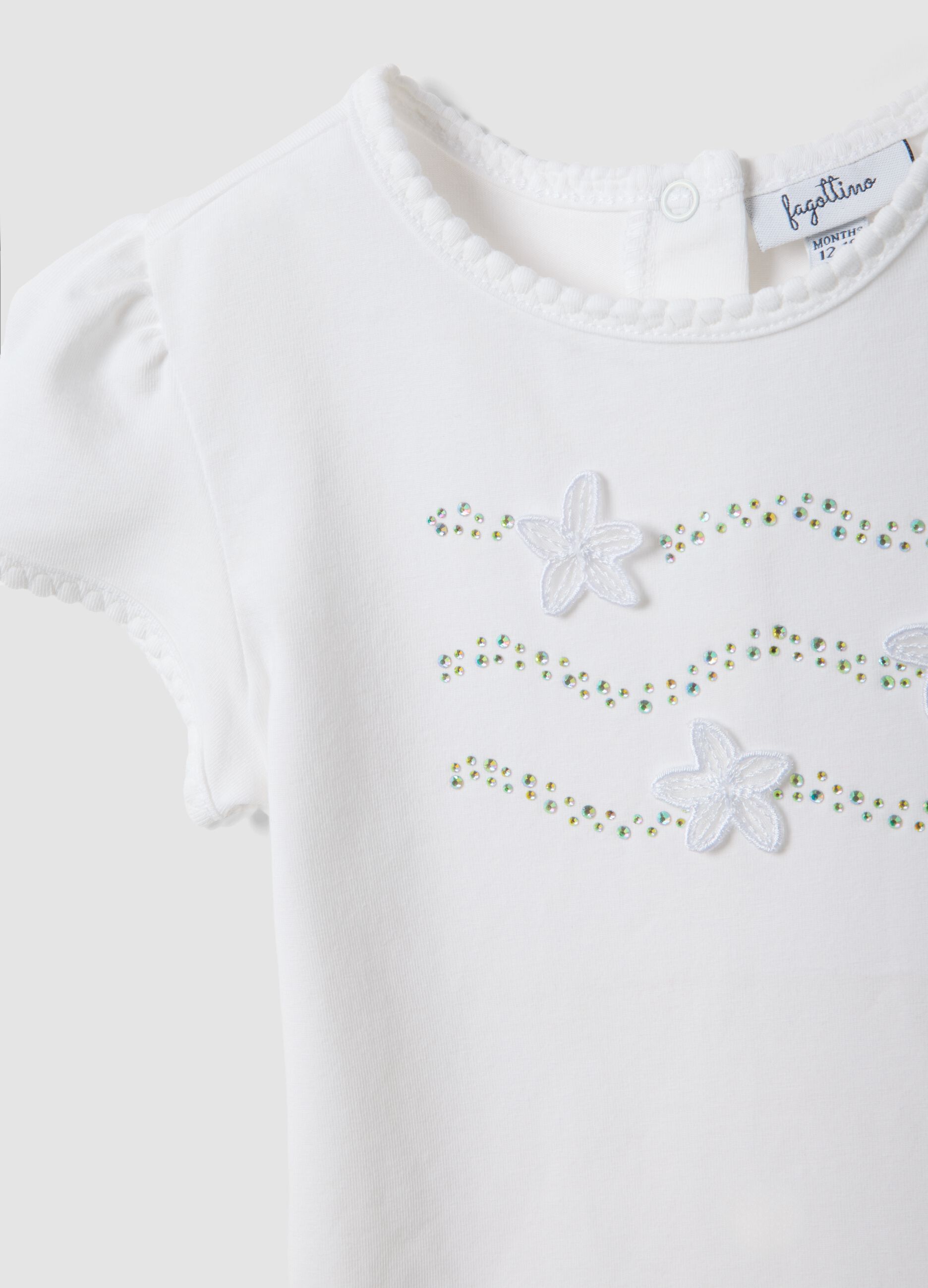 White short-sleeved stretch cotton T-shirt