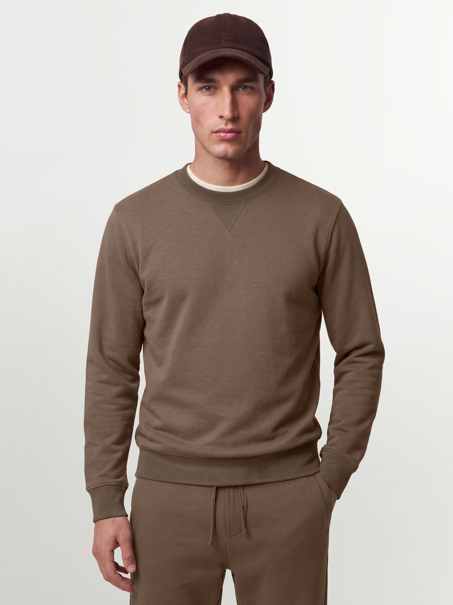 Grey crew neck sweatshirt in cotton blend, regular fit_0