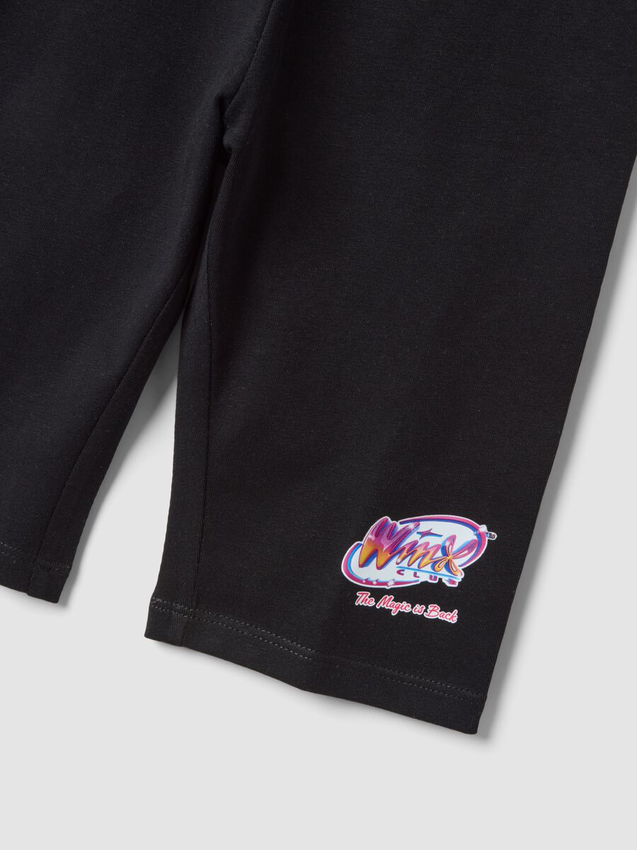 Completo bianco e nero in cotone elasticizzato con t-shirt e leggings per bambina regular fit_3