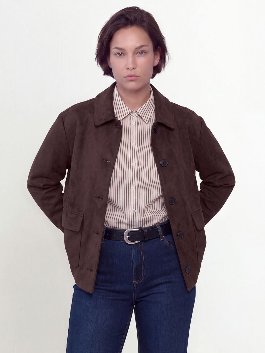 Brown regular-fit jacket with buttons_1