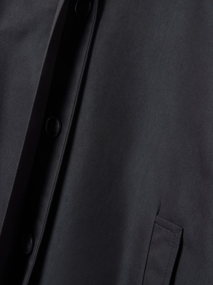 Black oversized cotton blend jacket with hidden closure_6