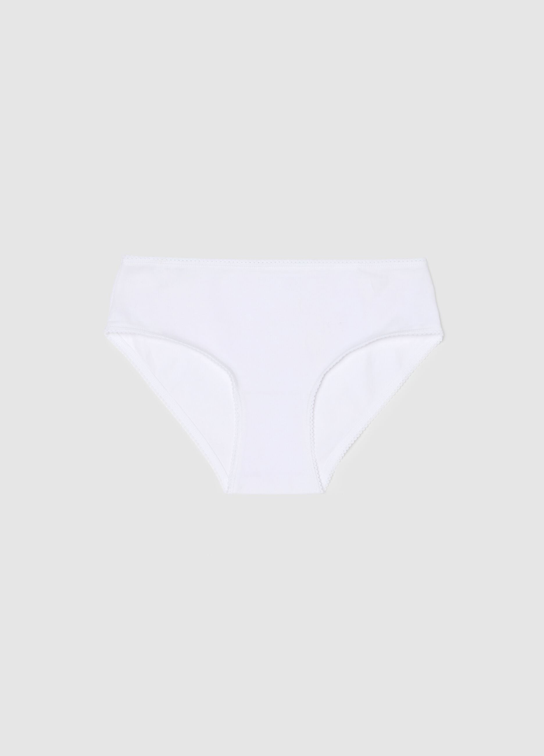 Girls' White Cotton Stretch Briefs - Regular Fit