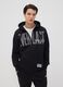 Black cotton-blend zip-up hoodie_0