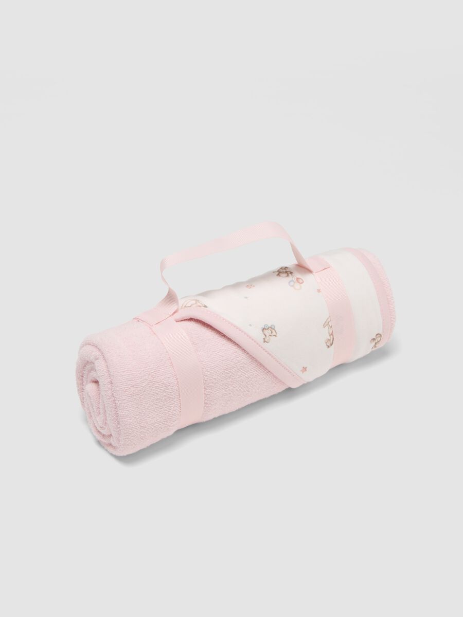 Pink hooded organic cotton-blend baby girl bathrobe_0